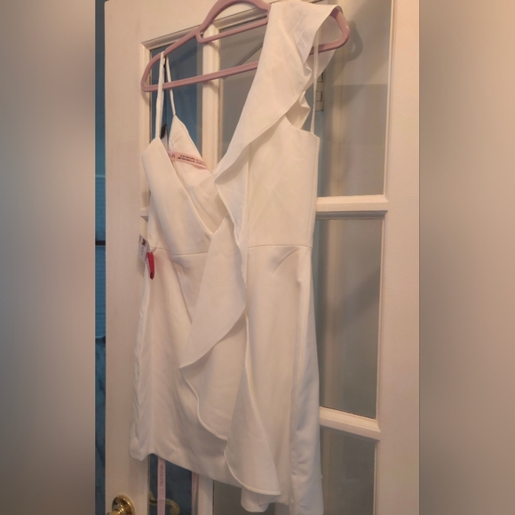 Mac Duggal White Ruffle Mini Dress- Great For Your Bridal Shower!! - Picture 15 of 16